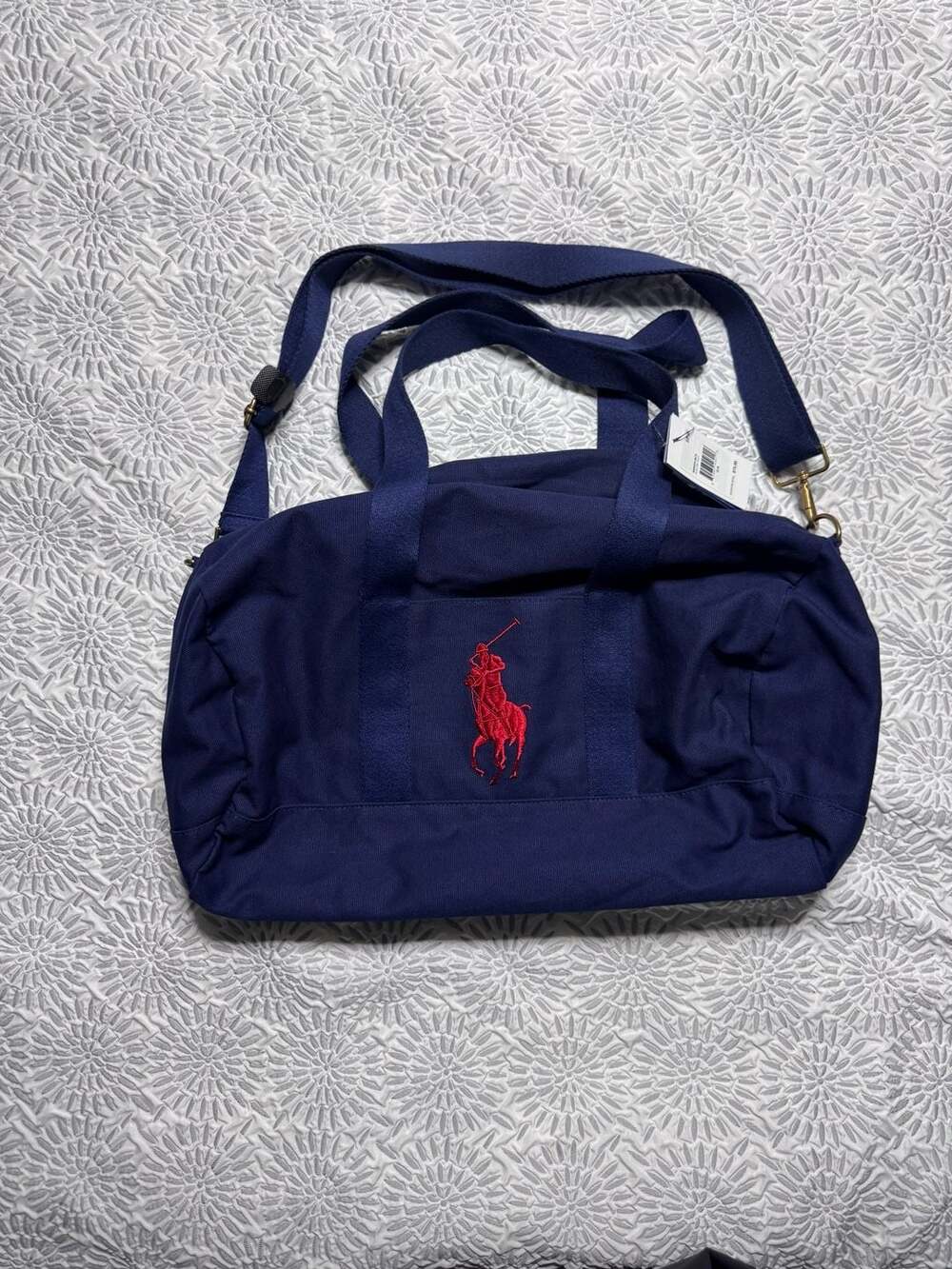 Polo Ralph Lauren Navy Blue Duffle Gym Bag Big Pony 19” NWT